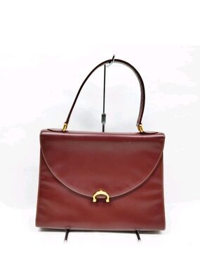 Cartier Burgundy Leather Top-Handle Satchel with Gold Hardware